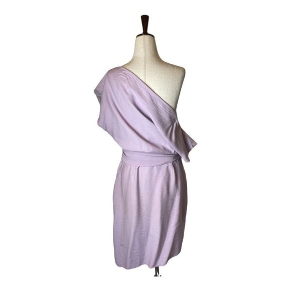 WISH Rise Purple One Shoulder Tie Waist‎ Asymmetrical Mini Dress Size S - Picture 4 of 11